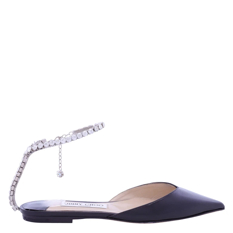 Ladies Saeda Patent Leather Crystal Flats