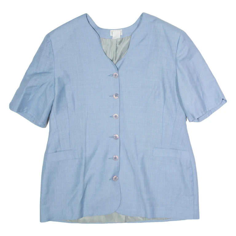 LE LOOK Womens Blazer Jacket Blue Linen UK 16