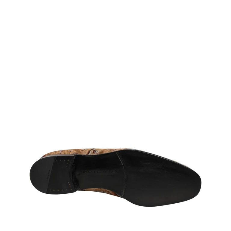 Dolce & Gabbana Beige Brocade Men Slip On Dress Loafers Shoes Leather - Men