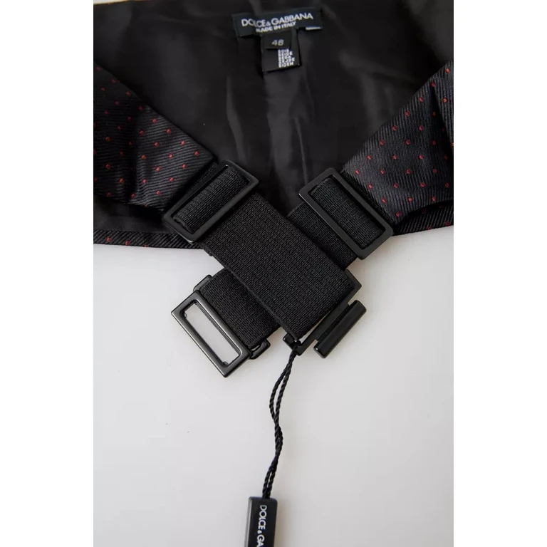 Dolce & Gabbana Black Silk Dotted Waist Tuxedo Belt Cummerbund - Men