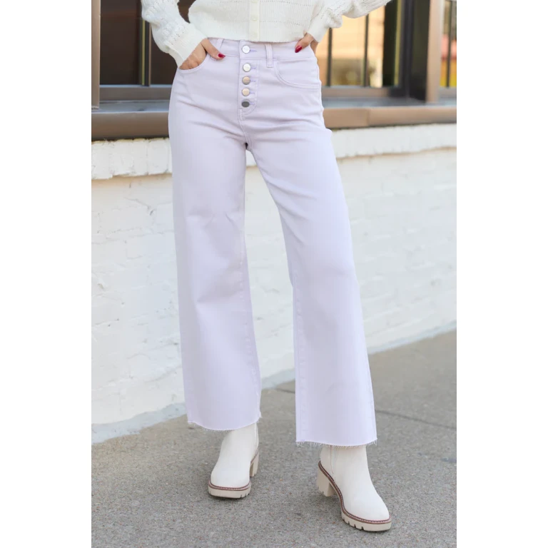 Malia Lilac Purple High Rise Wide Leg Jeans