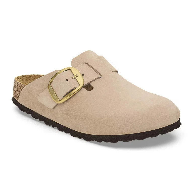 Unisex Boston Big Buckle Nubuk Leather Sandcastle