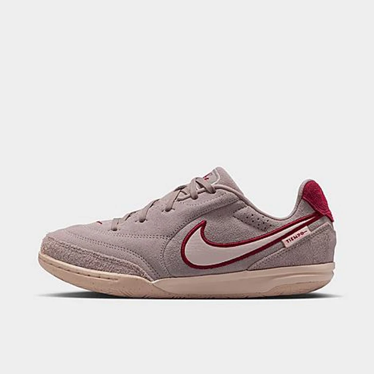 Nike Big Kids Jr. Tiempo Streetgato PRM Indoor and Court Low-Top Soccer Shoes in Moon Particle/Team Red/Chalk Size: 1.0