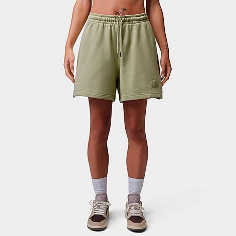 Jordan Women's Flight Fleece Shorts in Olive Aura/Lawn Size: XS