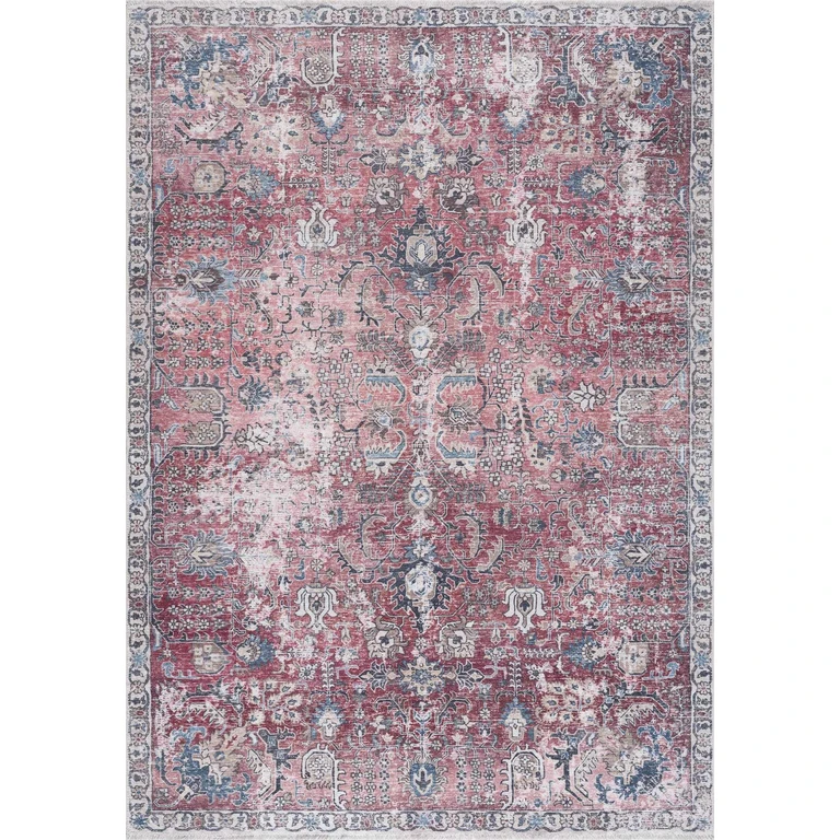 Burgundy Holi-2303 Washable Area Rug
