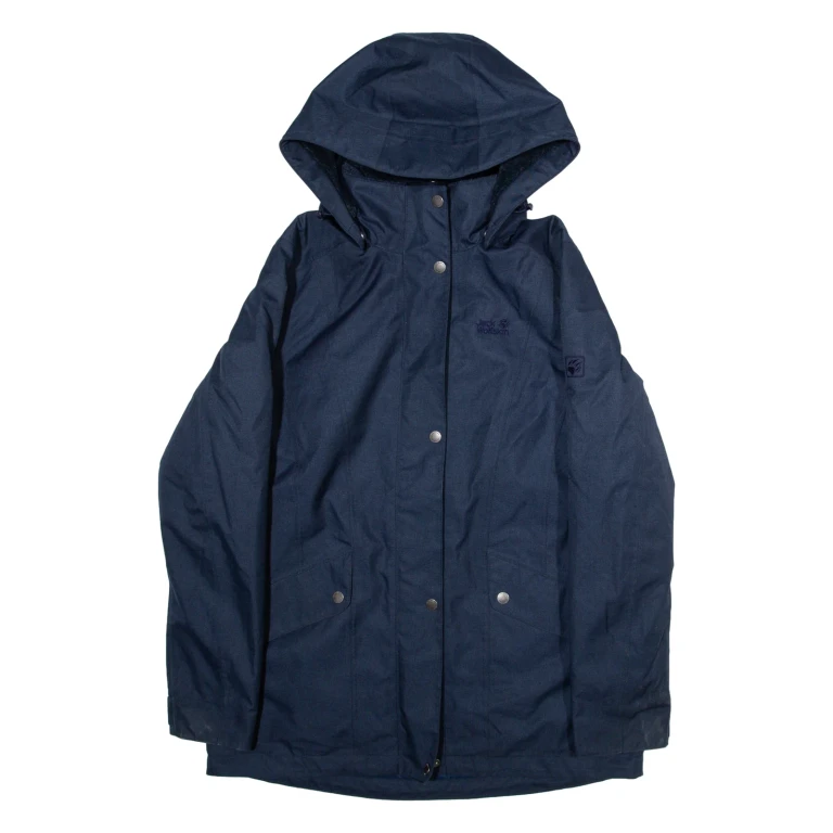 JACK WOLFSKIN Womens Rain Coat Blue Hooded M