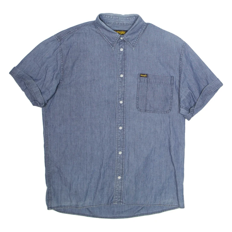 WRANGLER Mens Plain Shirt Blue M