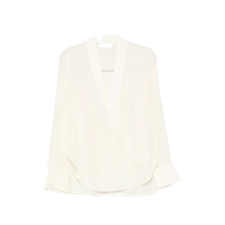 V-neck Patch-pocket Blouse