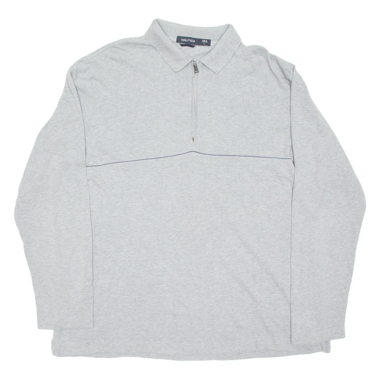 NAUTICA Mens Polo Shirt Grey Long Sleeve L