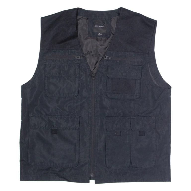 BRAVE SOUL Mens Workwear Gilet Black L