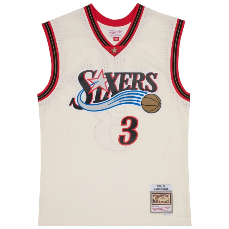 Men's Cream Team Color Swingman Jersey 76Ers 2000 Allen Iverson