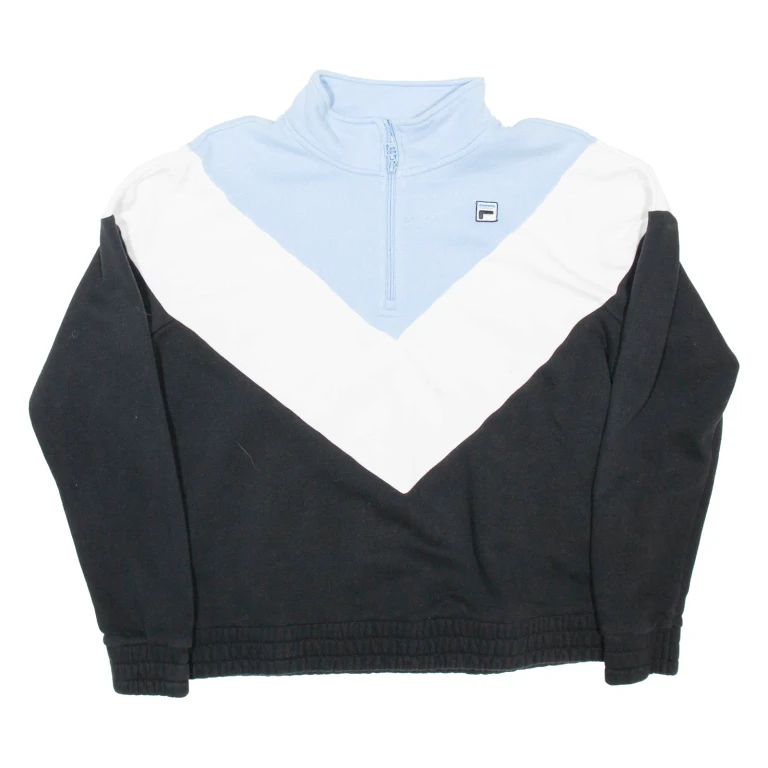 FILA Womens Sweatshirt Black 1/4 Zip XL