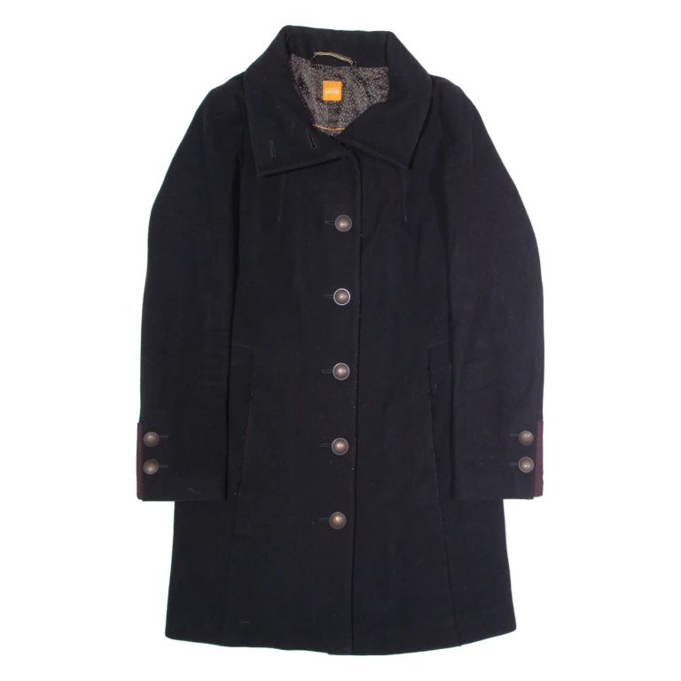 BOSS Okirana Womens Overcoat Coat Black Wool UK 8