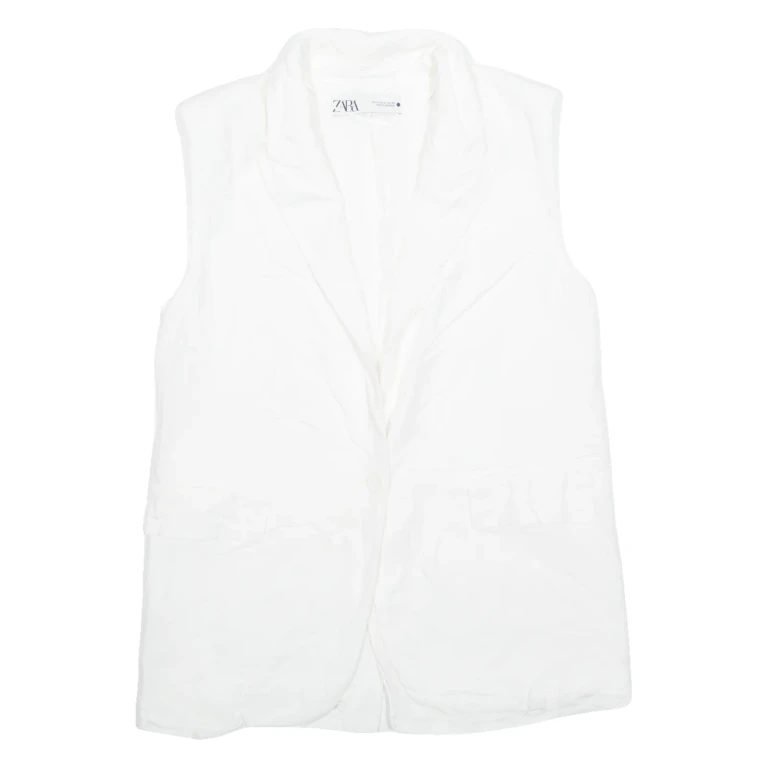 ZARA Sleeveless Womens Blazer Jacket White M