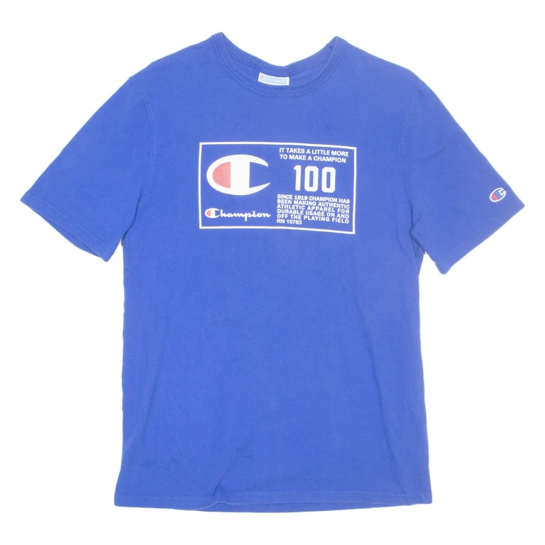CHAMPION Mens T-Shirt Blue M