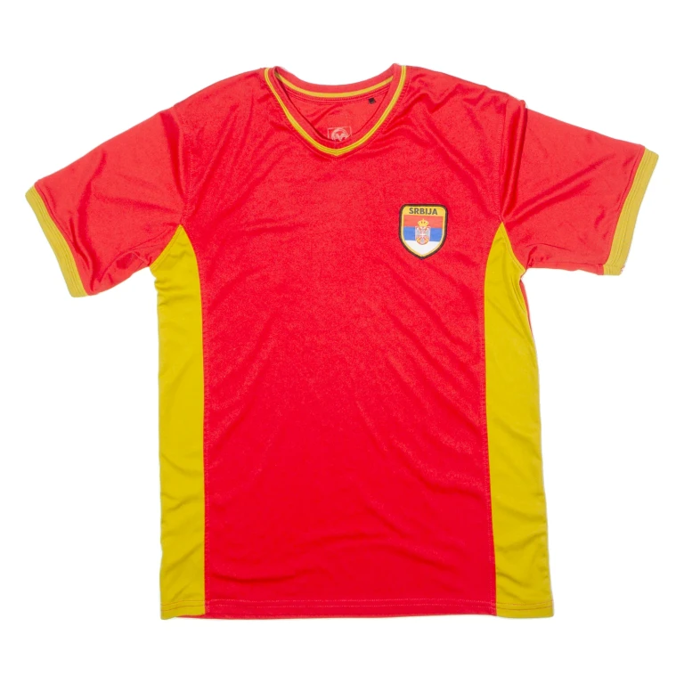 VICTORY Serbia Fan Mens Football Shirt Jersey Red V-Neck S