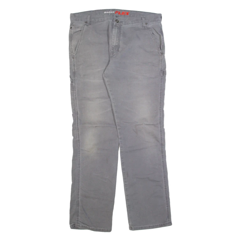DICKIES Carpenter Workwear Mens Trousers Grey Regular Straight W42 L32