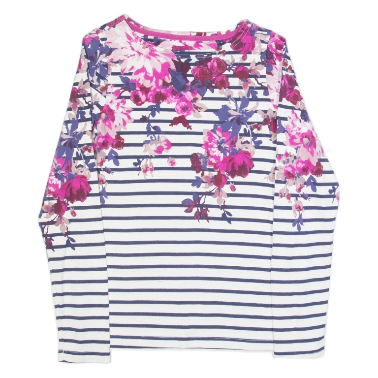 JOULES Womens Patterned Jumper White Striped Tight Knit UK 6