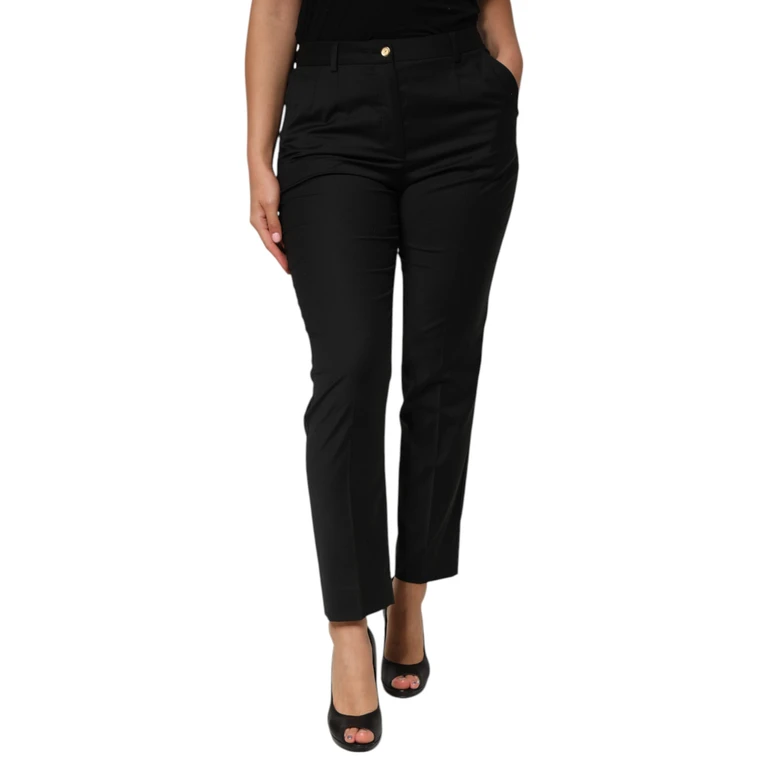 Dolce & Gabbana Black Polyester Tapered Women Trouser Pants Wool Elastane - Women