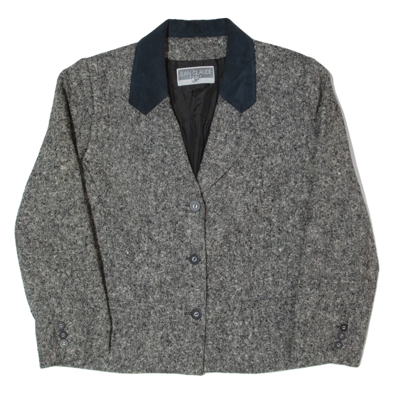 JEAN CLAUDE Womens Blazer Jacket Black Wool 90s M