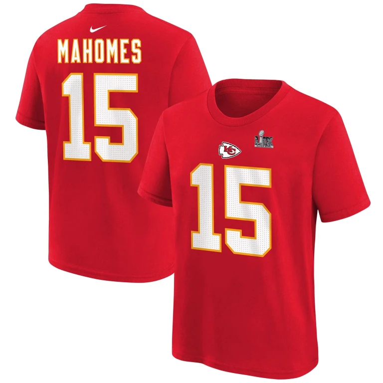 Youth Patrick Mahomes Chiefs Super Bowl Lix Player N & N Tee T-Shirts