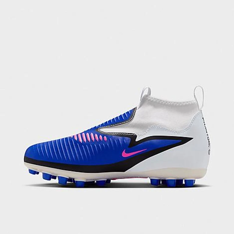 Big Kids Jr. Phantom 6 High Academy Multi Ground Soccer Shoes in Racer Blue/Pink Blast/White Size: 1.0
