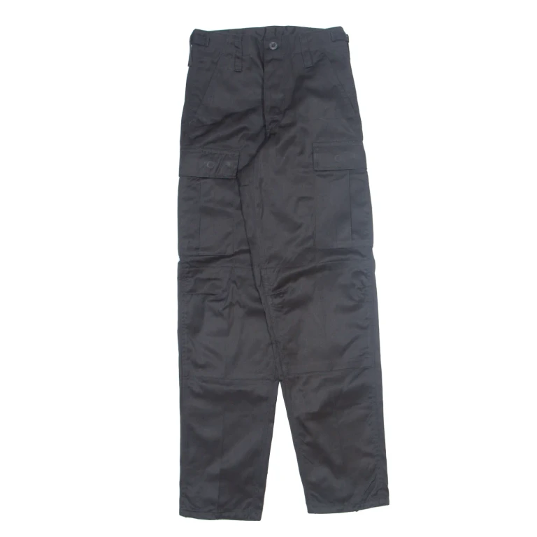 Military Cargo Mens Trousers Black Slim Straight W24 L30 (GG2-080724-4149)