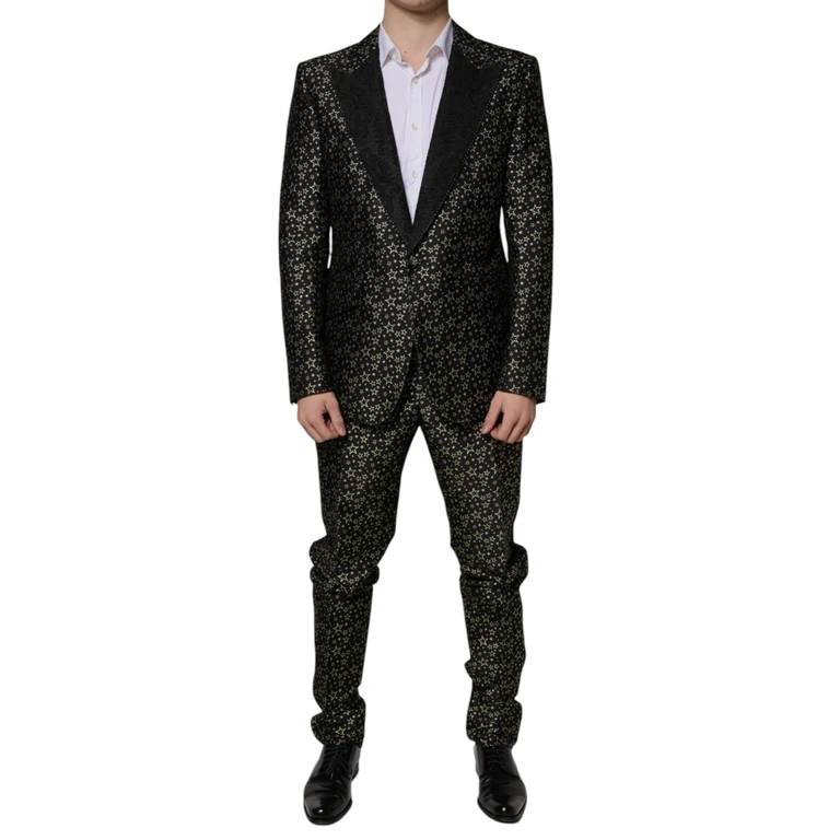 Black Stars Jacquard Sicilia 2 Piece Suit - Men