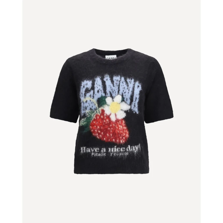 GANNI Alpaca and wool-blend T-shirt Female M