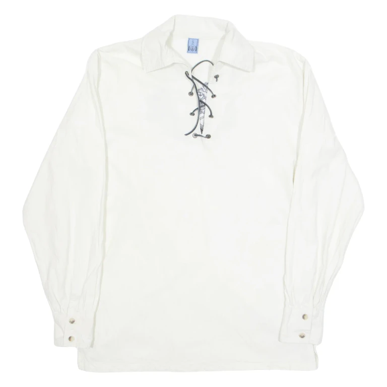 Oversized Mens Polo Shirt White Long Sleeve S
