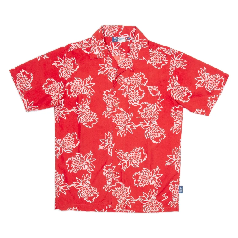 SIMMER STYLE Mens Hawaiian Shirt Red Floral M