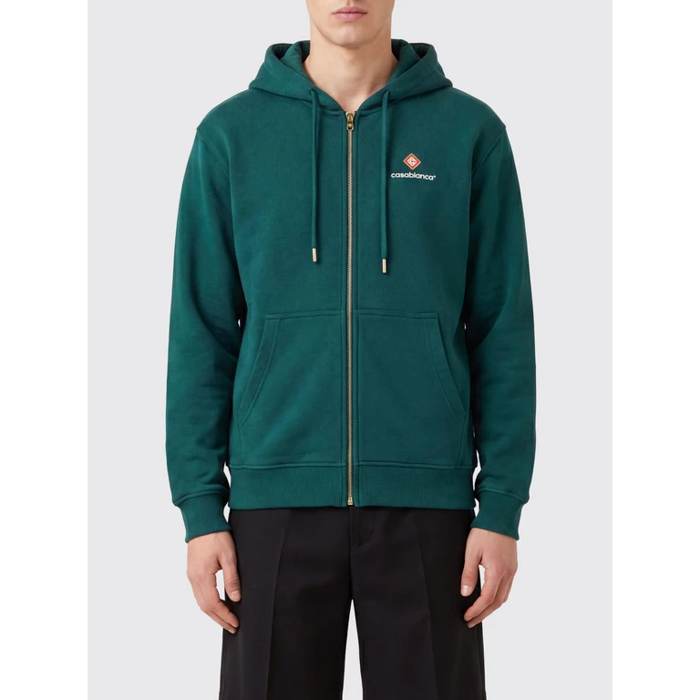 Zipped Hoodie in Organic Cotton with a Contrasting Logo (PF26JTP51201)