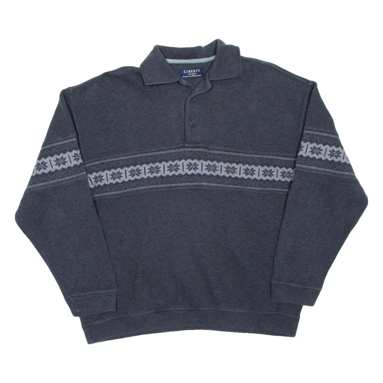 LIBERTY Mens Sweatshirt Grey Collared M