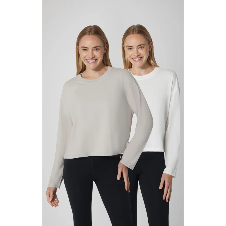 2 PK Cotton Deluxe Boxy Long Sleeve Top