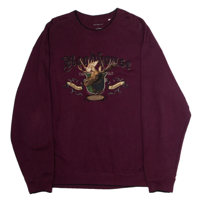 CROFT & BARROW Roadhouse Club Hunting Embroidery Mens Sweatshirt Maroon L