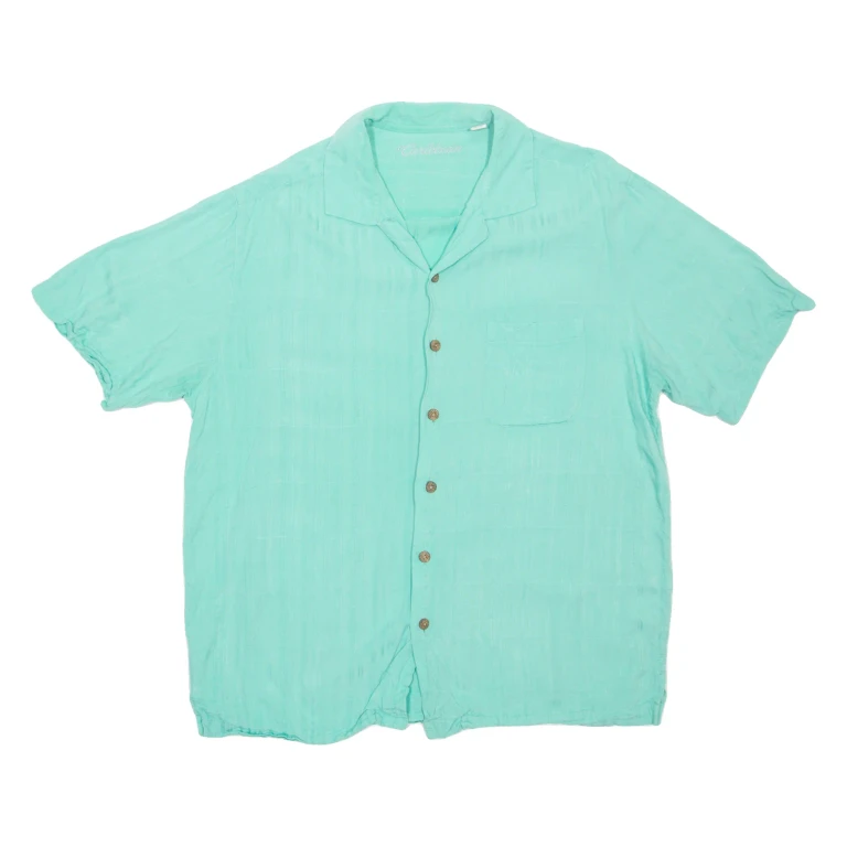 CARIBBEAN Mens Plain Shirt Blue L