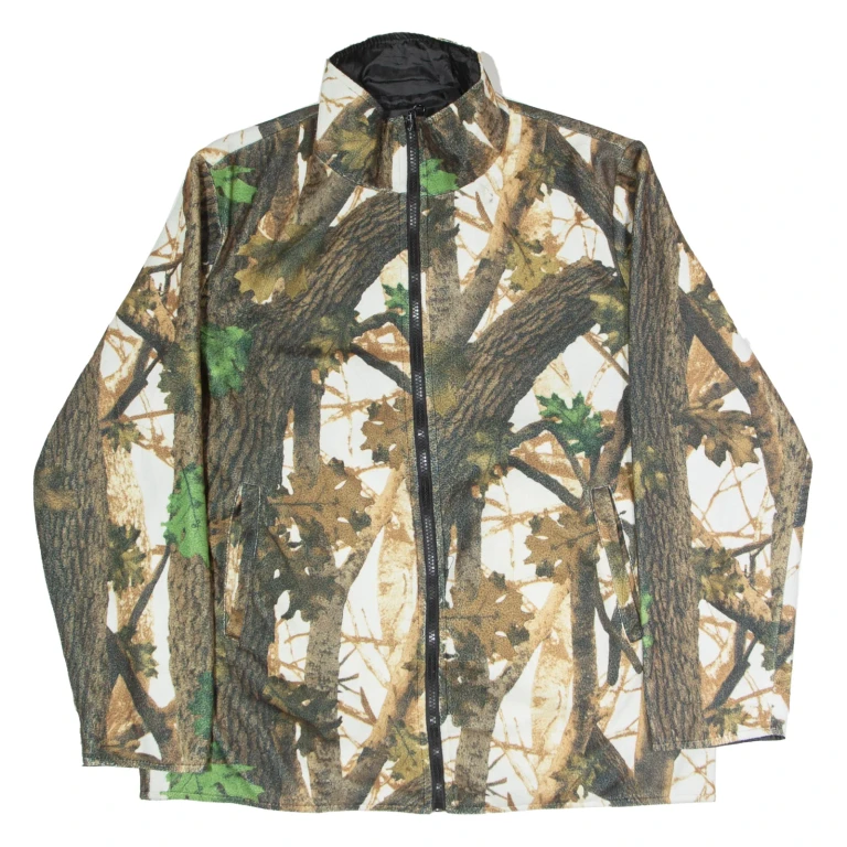 Mens Fleece Jacket Green Camouflage S