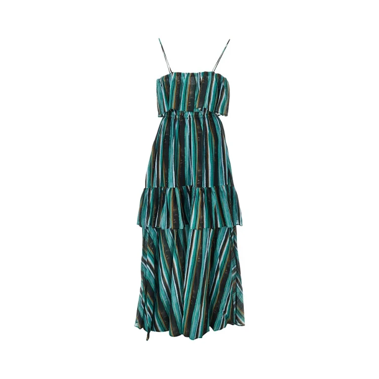 PINKO Striped print muslin maxi dress Woman 38