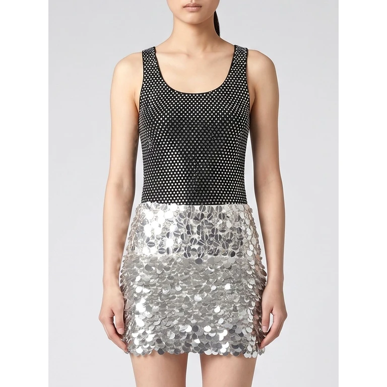 Slim Fit Cotton Evening Top with Rhinestones (06SSTO257FC1650499)