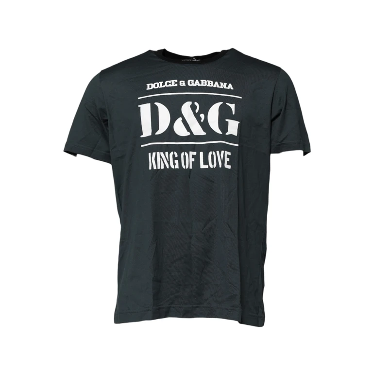 Dolce & Gabbana Black Cotton Printed Short Sleeves T-Shirt - Men