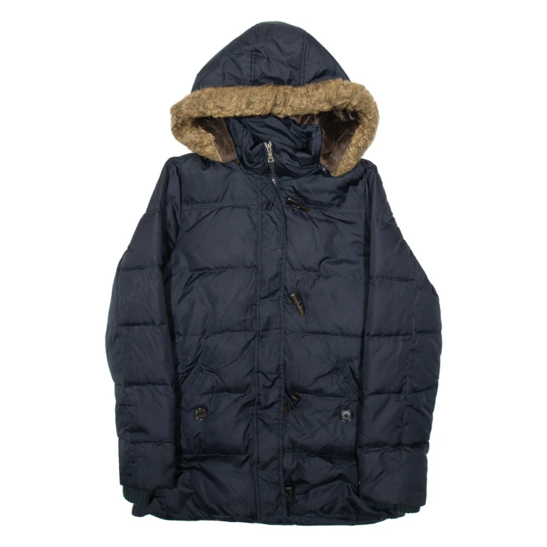 TOMMY HILFIGER Womens Parka Coat Blue Hooded S