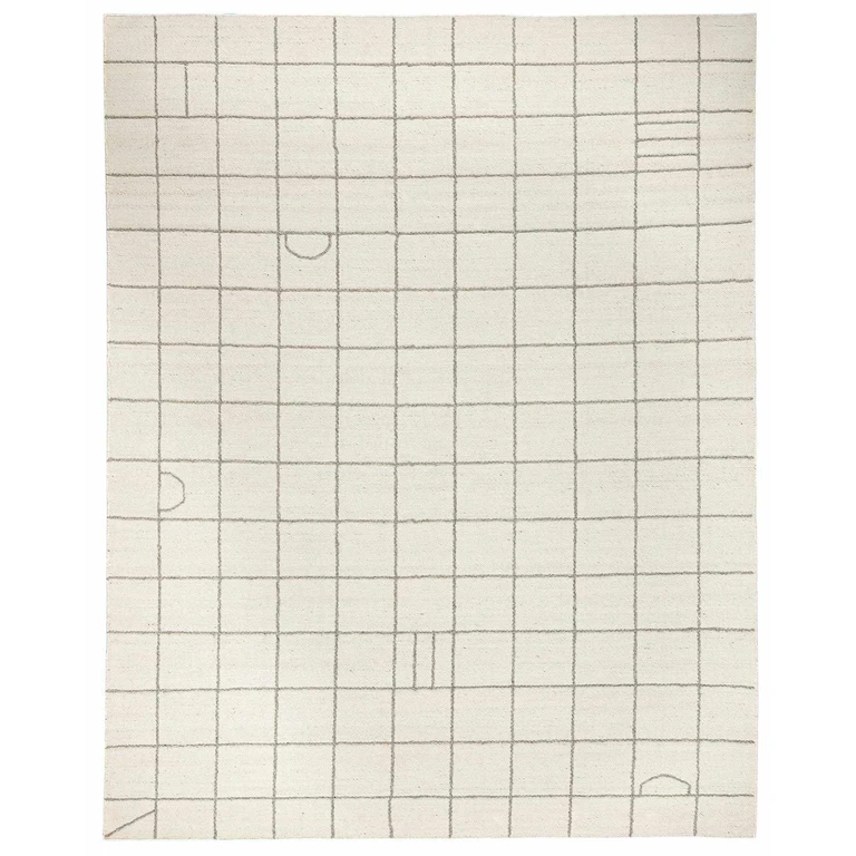 Tieve Black & White Grid Wool Rug