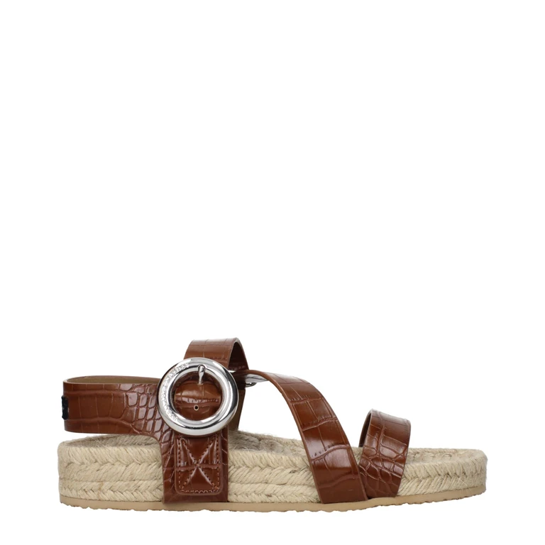 Brown Leather Flat Sandals - Women