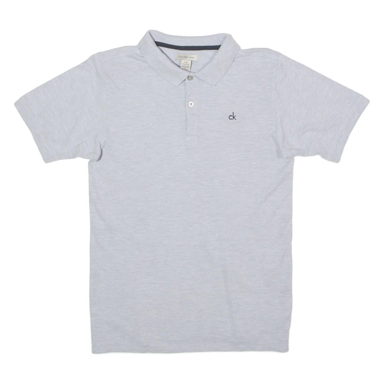 CALVIN KLEIN JEANS Womens Polo Shirt Grey L