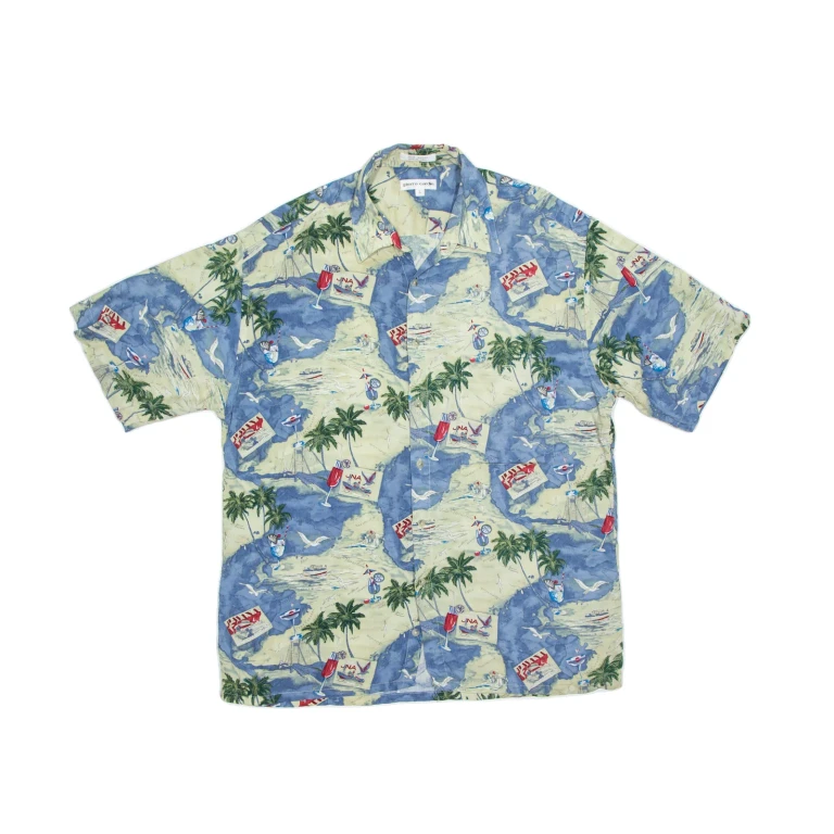 PIERRE CARDIN Mens Shirt Blue Crazy Pattern L