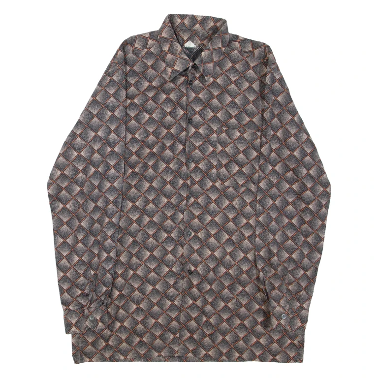 Mens Shirt Black Geometric Long Sleeve L