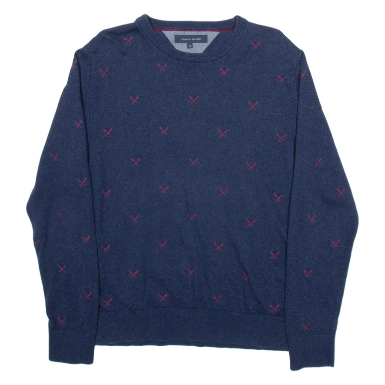 TOMMY HILFIGER Womens Jumper Blue Tight Knit XL