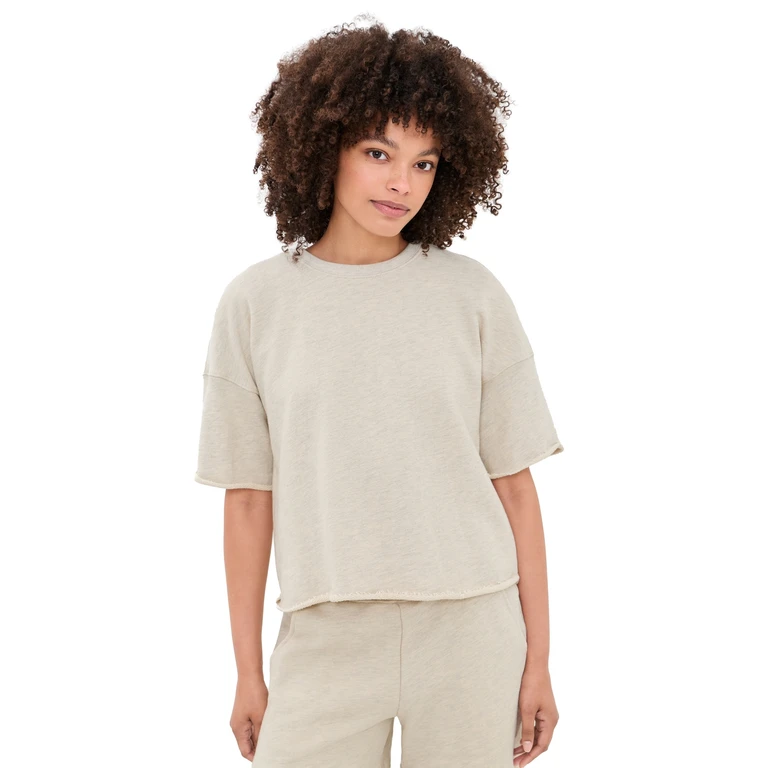 perfectwhitetee Short Sleeve Sweatshirt Tee Oatmeal (Scour) L