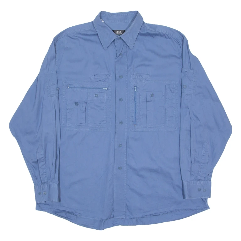 WALBUSCH Outdoors Mens Plain Shirt Blue Long Sleeve XL