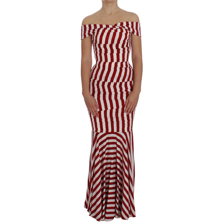 Dolce & Gabbana Red White Silk Stretch Dress - Women